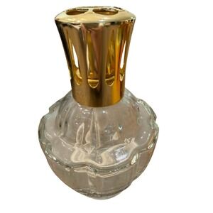 Lampe Berger Paris Clear Glass Fragrance Lamp Gold Scalloped Catalytic Burner